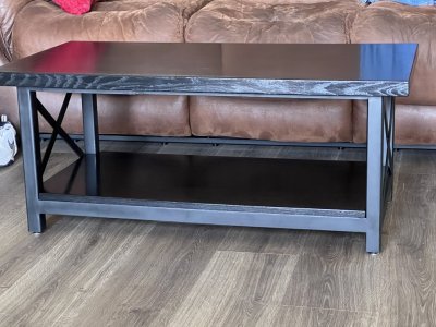 Metal framed farmhouse coffee table